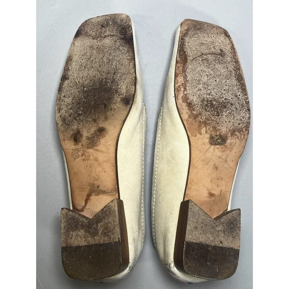 Bruno Magli Shoes Womens EU 36 Beige Suede Loafers‎ Flats Embroidered Rhinestone